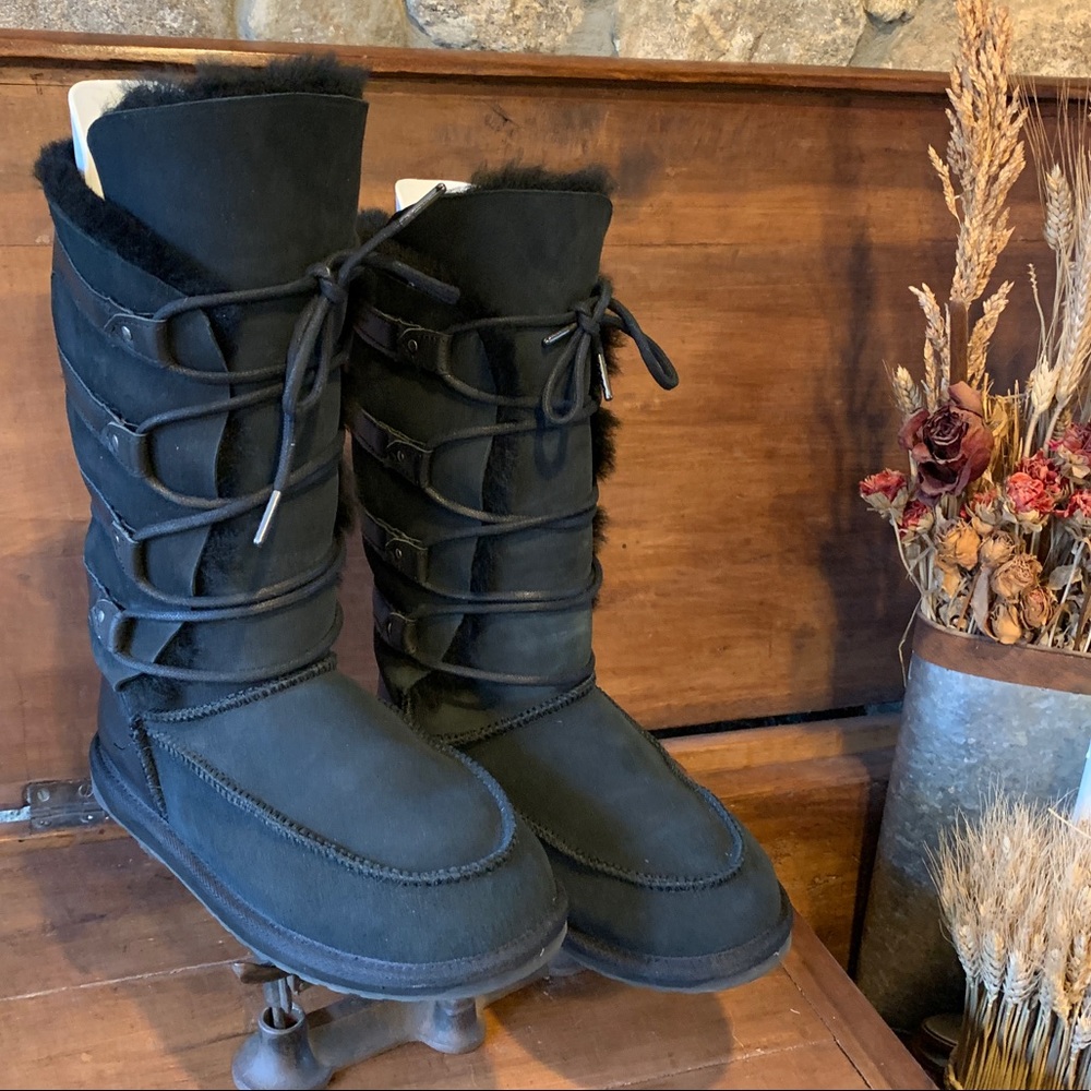 EMU AUSTRALIA SHEEPSKIN TALL LACE BOOTS NWOT